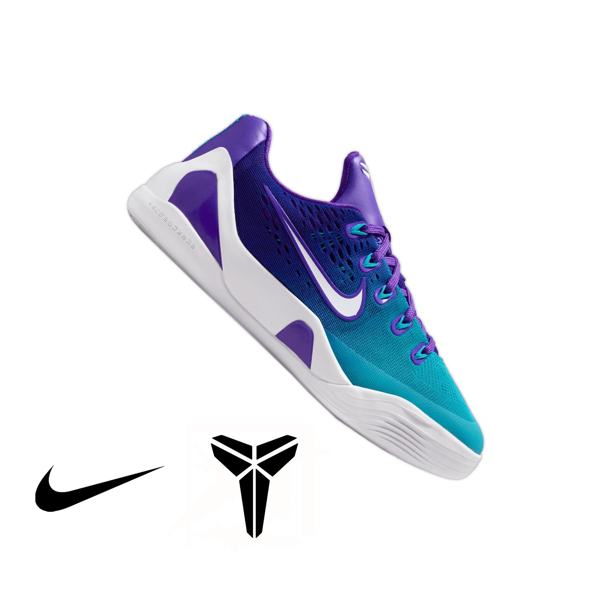 Nike Kobe IX Low EM "Charlotte" Grade School Kids' Basketball Shoe - FIERCE PURPLE/BLUE LAGOON/WHITE